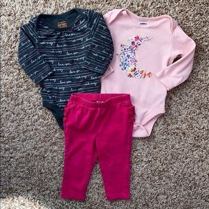 6M girl 3-piece bundle bodysuits and leggings.